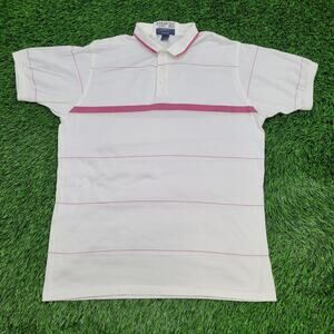 Vintage 90s GANT Rugger MOD Polo Shirt Large 22x29 Stripes USA Made